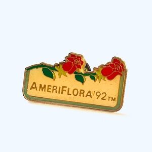 Ameriflora '92 Enamel Pin with Red Roses, Souvenir Pin